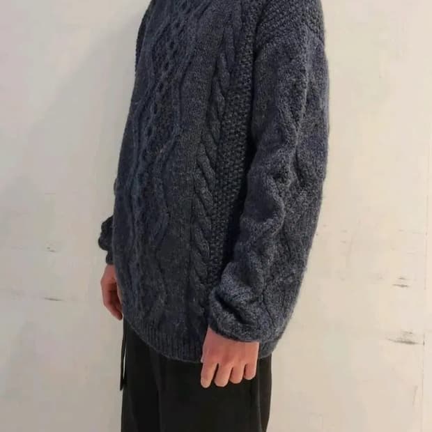 핸드워크 모크넥 헤비울 짜임 니트