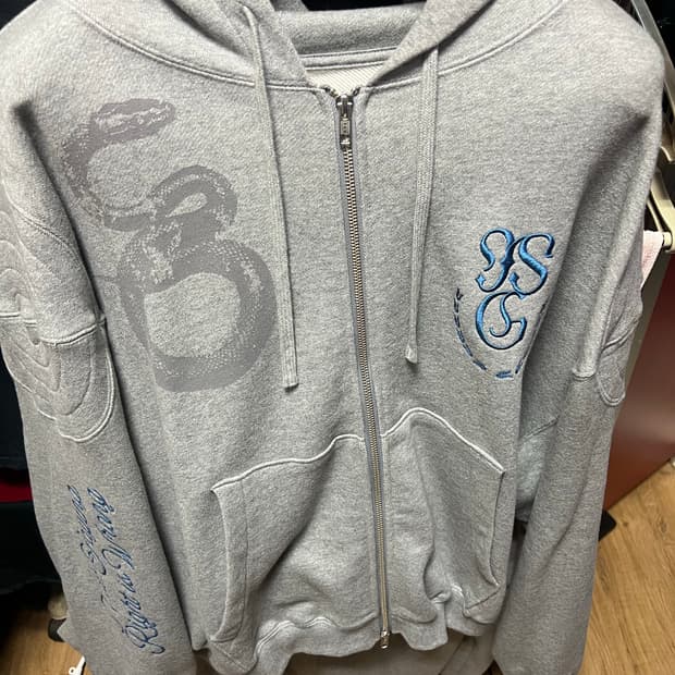 인세인개러지 스네이크 패디드 숄더 후드 멜란지 그레이 