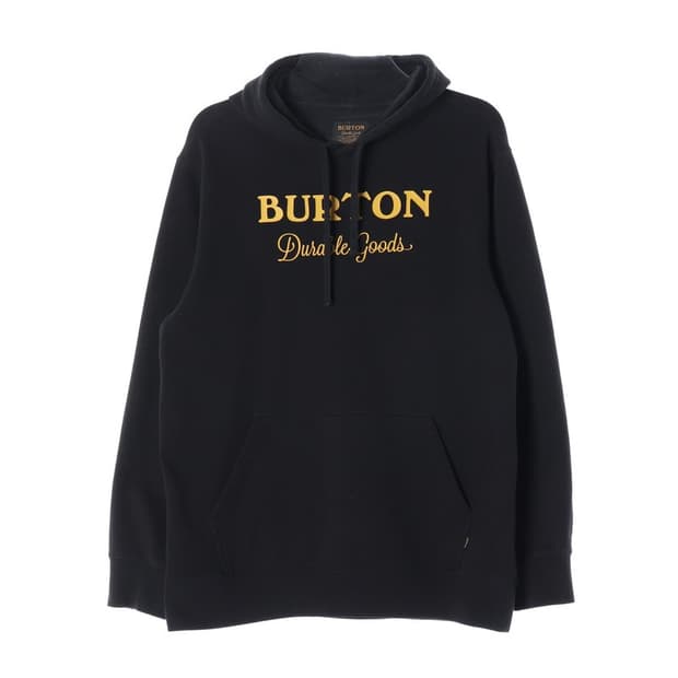 BURTON 블랙 옐로우 레터링 후드티 M
