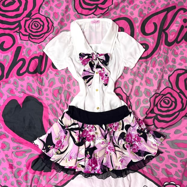 MA*RS 마즈 로즈 지브라 스커트 히메 로맨틱갸루 핀터 대장 일본빈티지