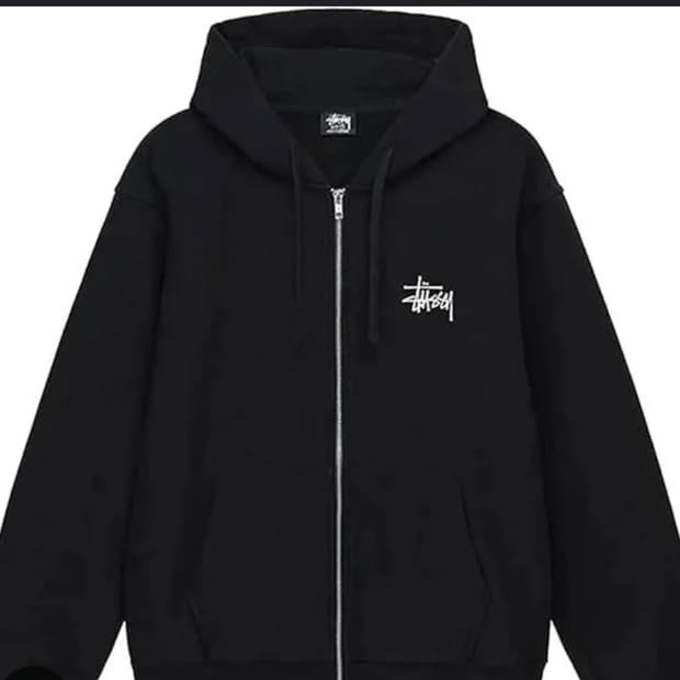 스투시 베이직 후드집업 블랙