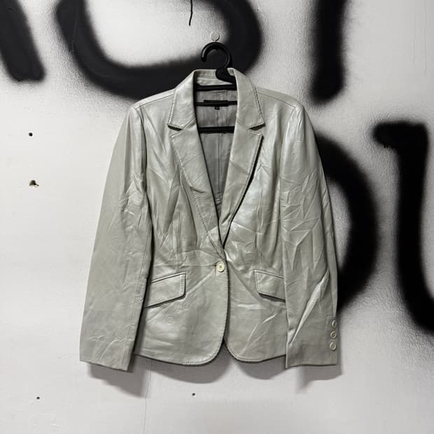 VTG 빈티지 100%쉽스킨 스티치 디테일 실버 양가죽 싱글 자켓