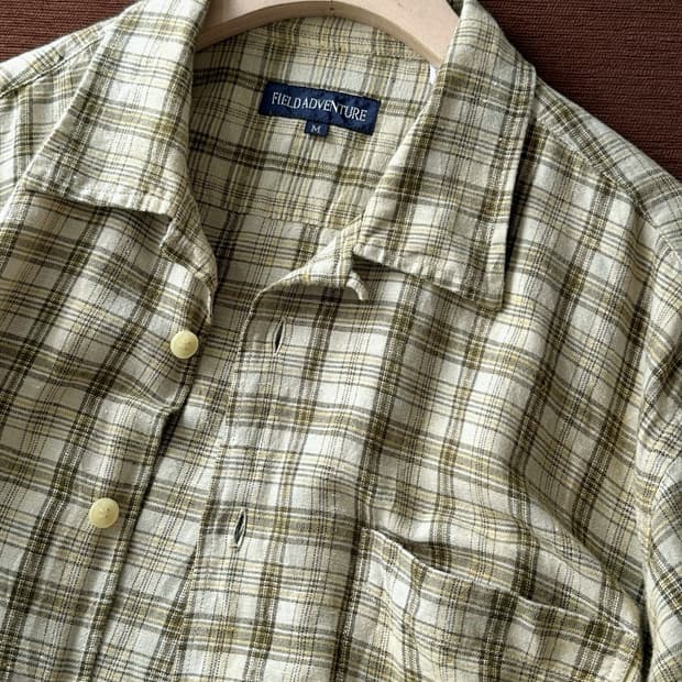 Natural linen cotton check H/S shirt