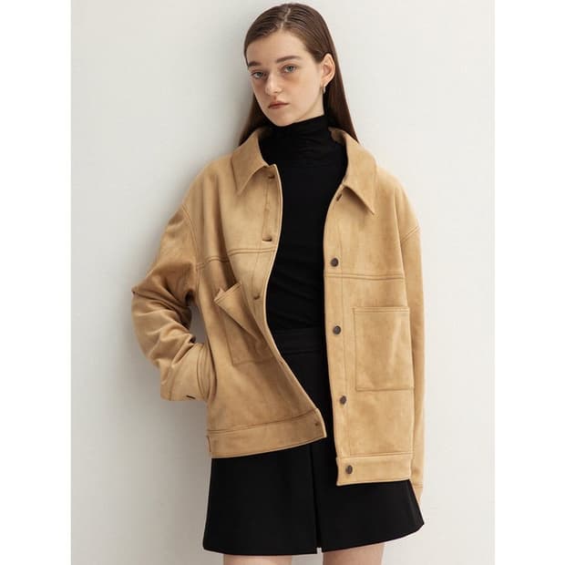 Le 르 스웨이드 트러커 오버핏 싱글 자켓 블레이저 F