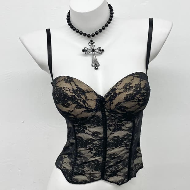 블랙 레이스 코르셋