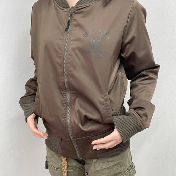 브라운 펑크 스컬 블루종 자켓