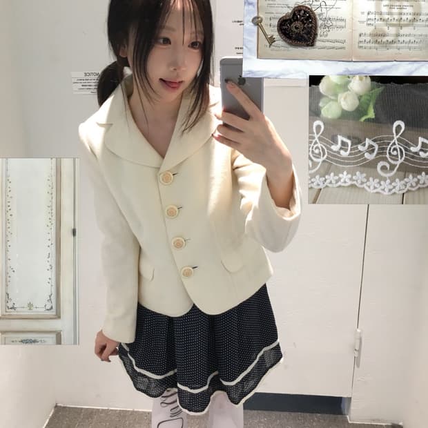 빈티지 아이보리 도트 코디세트 