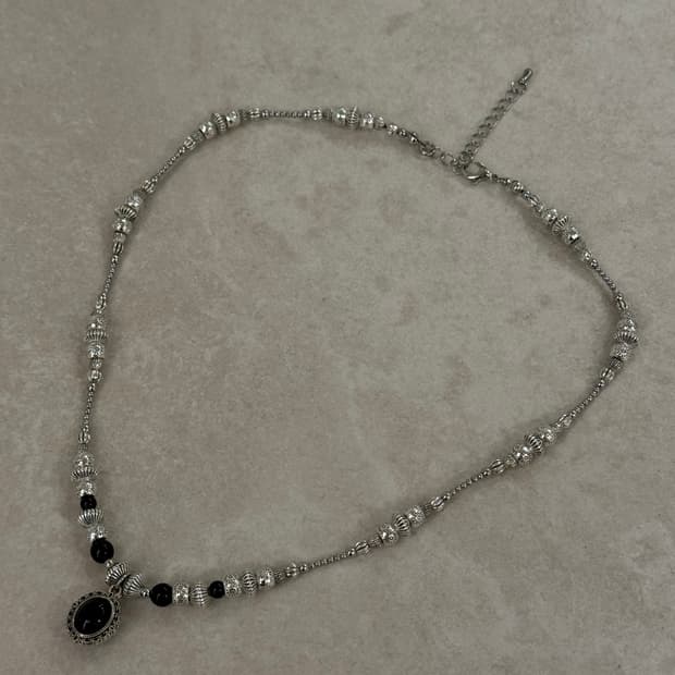 실버 레이어드 오닉스 목걸이