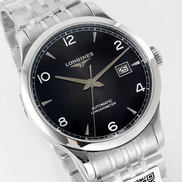 론진 레코드 오토매틱 40mm 스테인리스 스틸 블랙