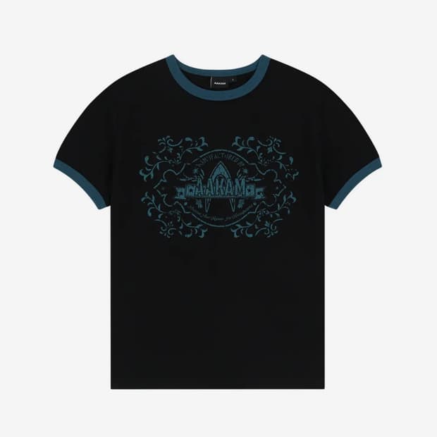 Stamp Printed Ringer Top 아캄 티셔츠 반팔