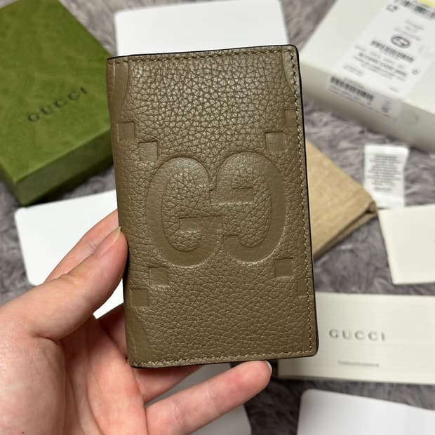 [미사용/새상품] 구찌 점보 GG 레더 오거나이저 카드지갑 베이지