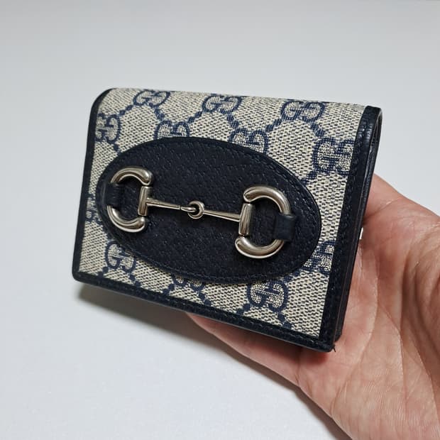 [100%/정품] 구찌 홀스빗 네이비 은장 지갑, 구찌지갑,구찌카드지갑