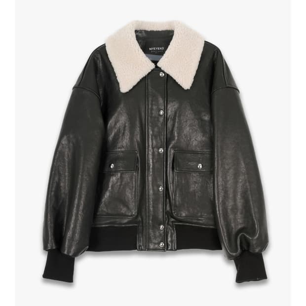 마이아이코 Lamb-Collar Leather Jacket M사이즈