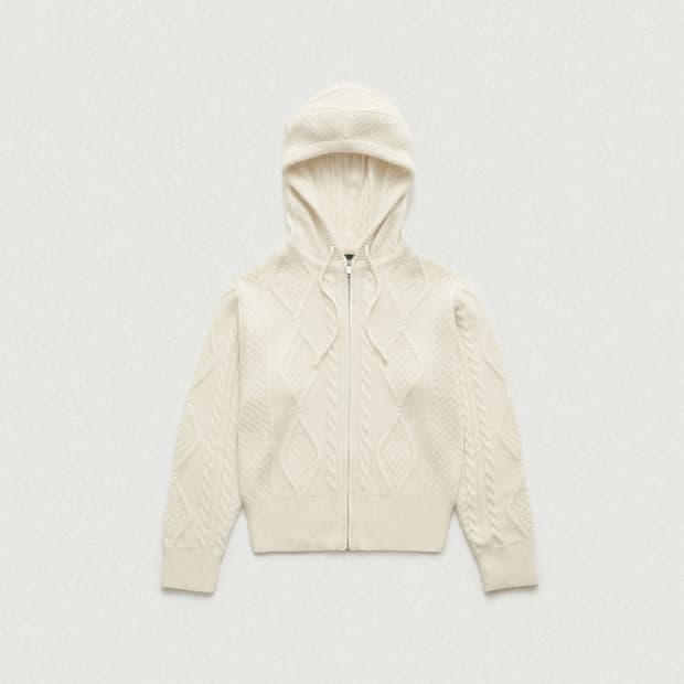 더바넷 boen cable knit zip-up hoodie 아이보리