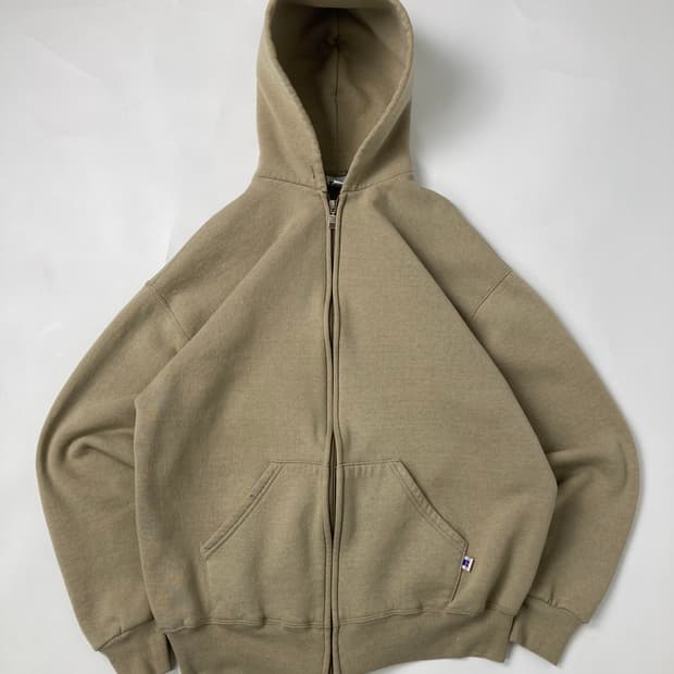 90s Russell Zip Up Hoodie (beige)