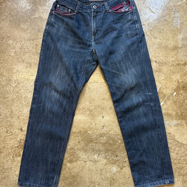 FUBU 후부 컬렉션 자수 생지 데님 팬츠