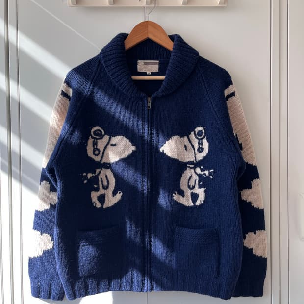 (Rare) Peanuts 피너츠 스누피 울 코위찬 집업