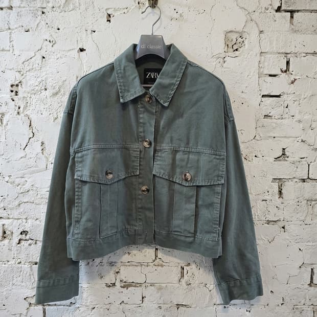 자라 여성 카키 데님 자켓 M