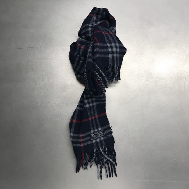 버버리 정품 램스울 머플러 네이비