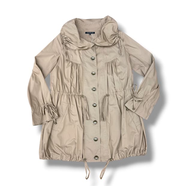 JPN 둥근카라 셔링디테일 베이지브라운 점퍼 자켓