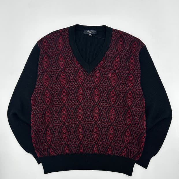 입생로랑 트리콧 V넥 울니트 