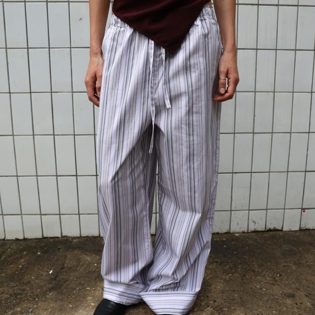 아모르샤이 banding pants_strip grey