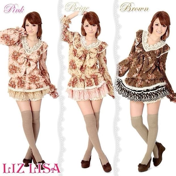 (교/판) 리즈리사 플로럴 도트 땡땡이 빅리본 블라우스 라떼 히메 갸루