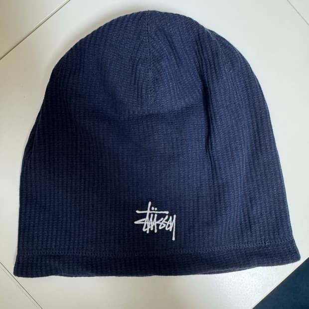 스투시 비니 네이비 와플 스컬캡