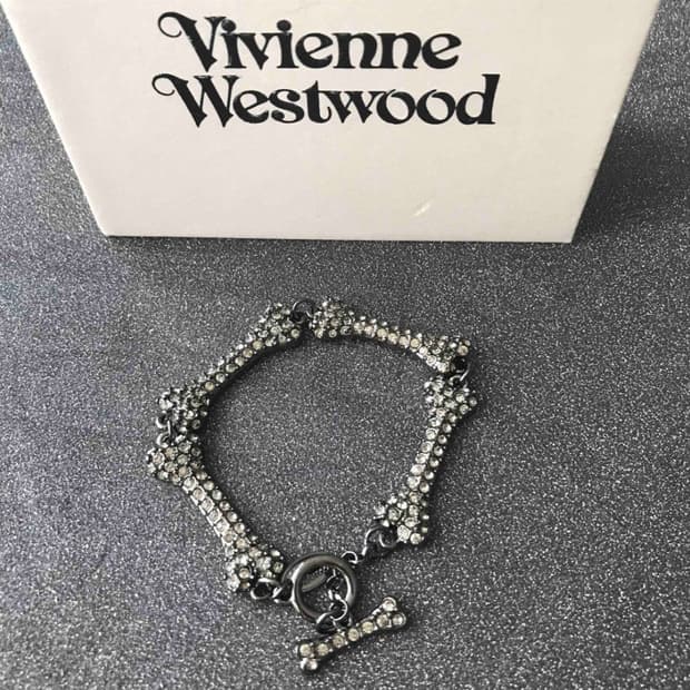 비비안웨스트우드 아카이브 크리스탈 큐빅 본쉐입 브레이슬릿 팔찌