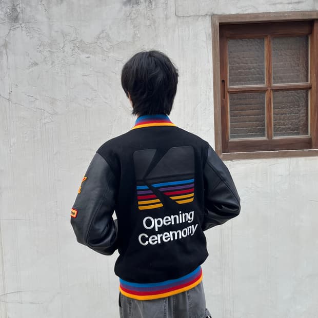 오프닝세레머니 X 코닥 레인보우 패치 바시티자켓