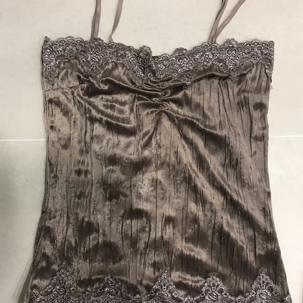 브라운 벨벳 레이스 나시