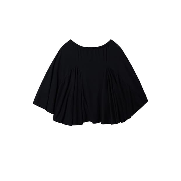 파이시스 플레어 패널 미디 스커트_블랙