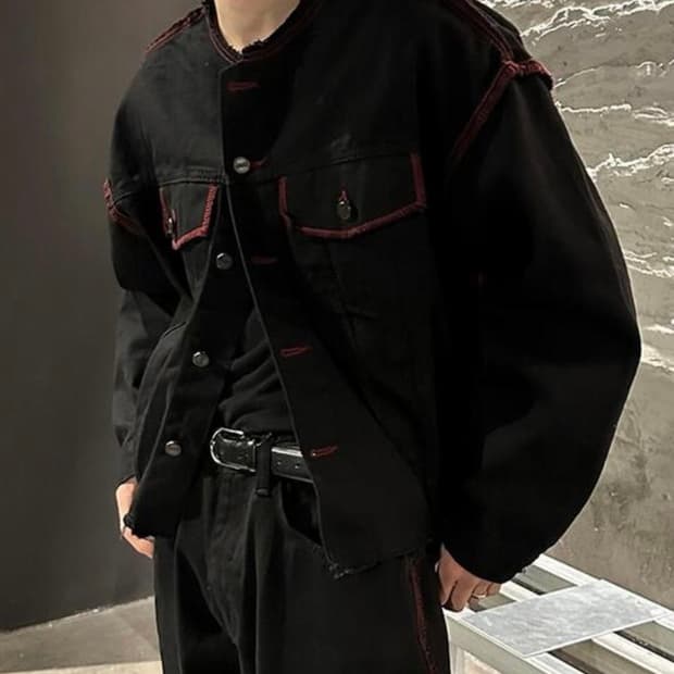 커팅 스티치 데님 자켓