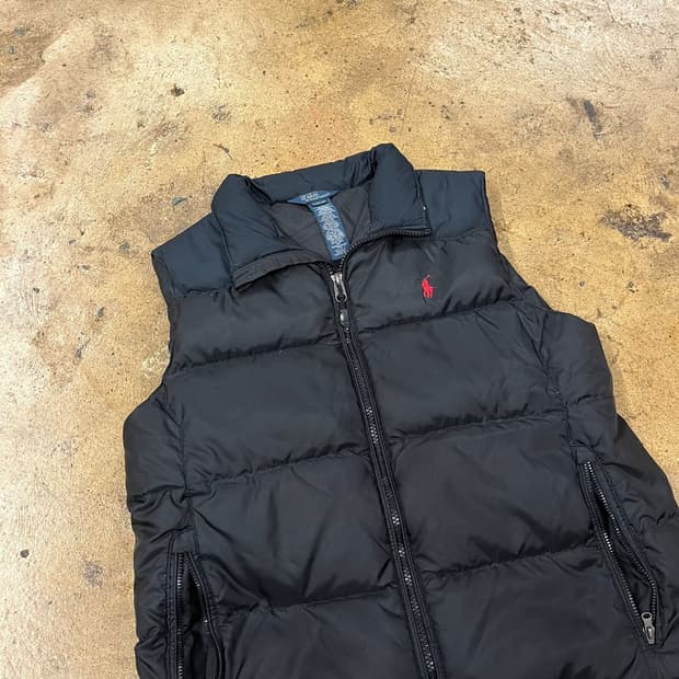 폴로 랄프로렌 블랙 레드 검빨 패딩 조끼 