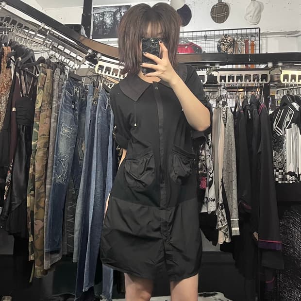 카라 반팔 셔링 원피스