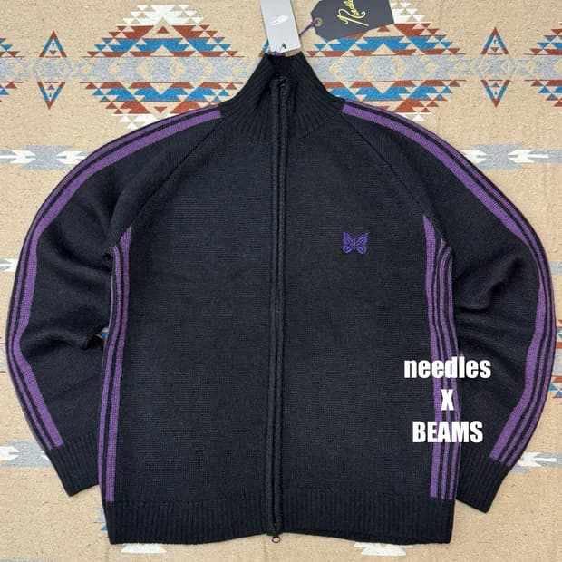 [M] 니들스 x 빔즈 모헤어 트랙 자켓 블랙 퍼플