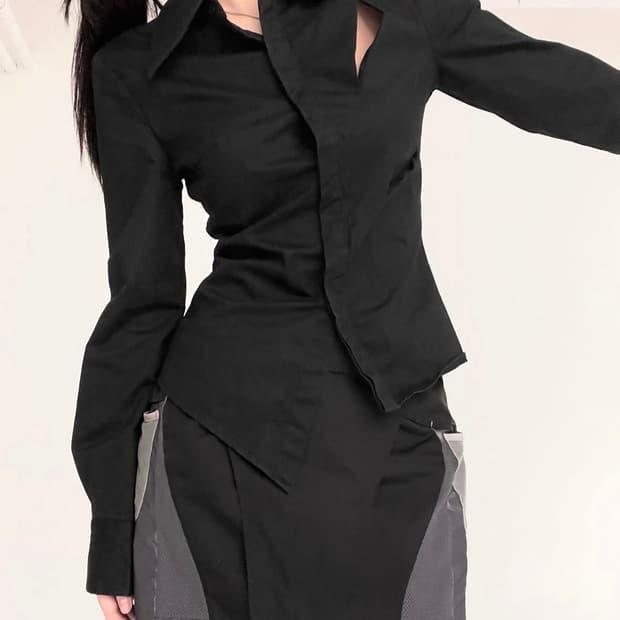 도요샛 빈티지 블랙 컷팅 셔츠