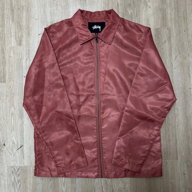 스투시 Stussy 체커보드 사틴 코치 자켓 M(95)