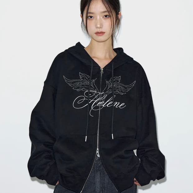 새상품 헬레네파리스 엔젤 레터링 후드집업