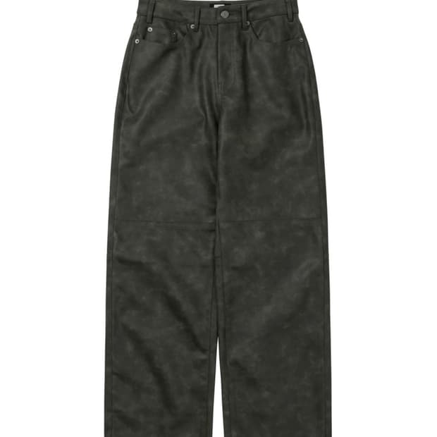 Washed Vegan Leather Pants Khaki