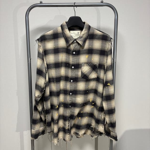 XL) R13 알써티 24시즌 슈레드 심 옴브레 셔츠