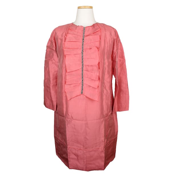 랑방 핑크 프릴 비즈 실크 원피스(38)