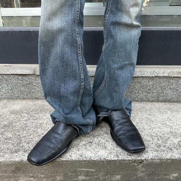 00s 빈티지 블랙 프라다 스포츠 스퀘어 토 로퍼 풀박스