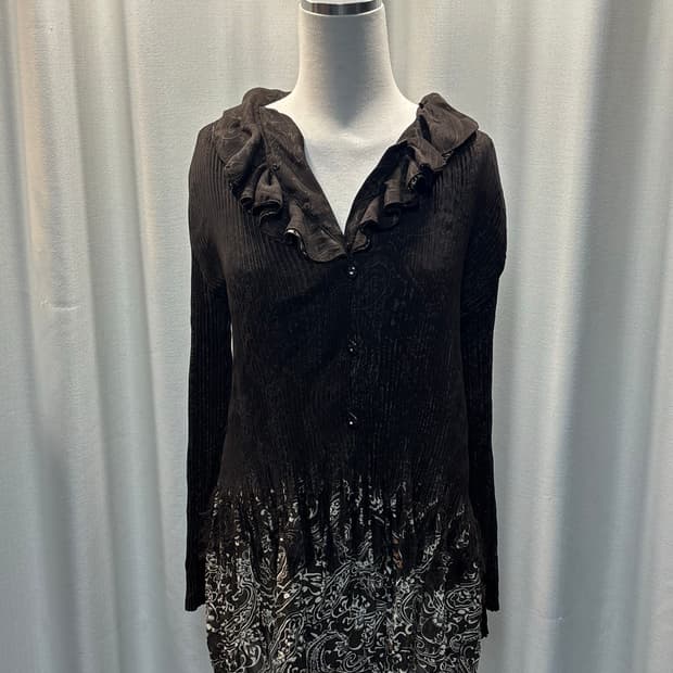 모리걸 브라운 블라우스 가디건