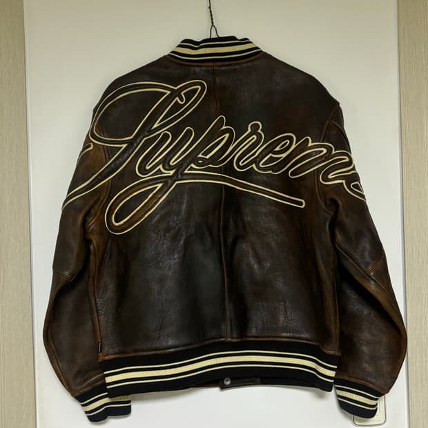 슈프림 원레더 바시티 블랙