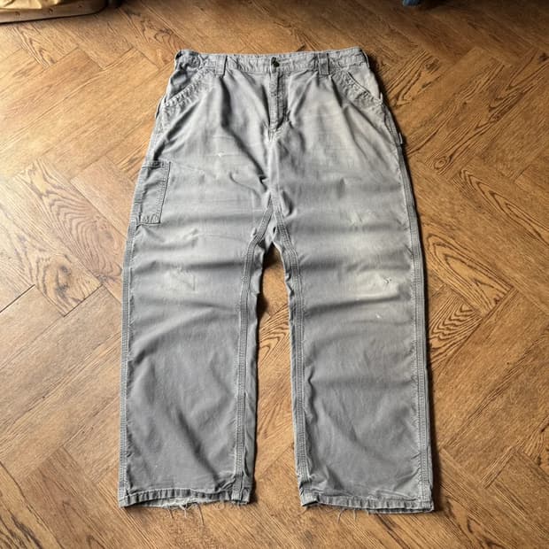 [38]칼하트 USA 빈티지 페이딩 FAT 라이트 캔버스 싱글니 워크팬츠