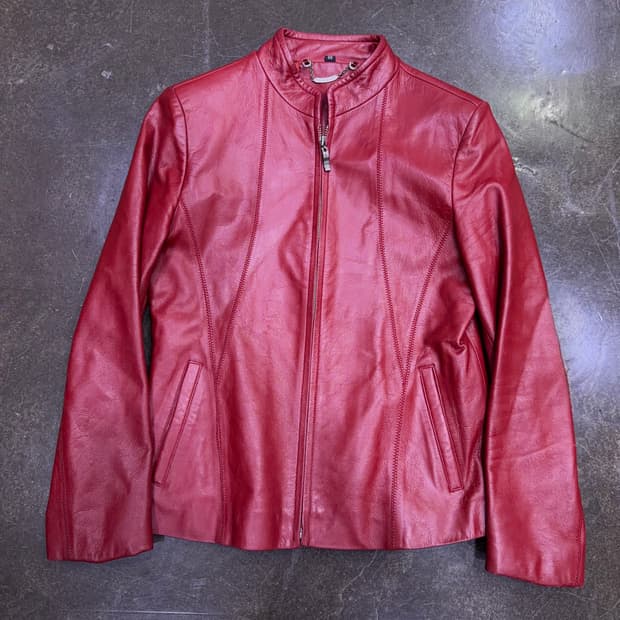 심플 싱글라이더 절개라인 양가죽 레더자켓 버건디 레드 66