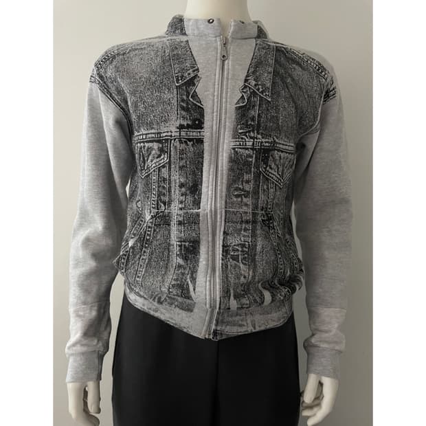 artisanal  trompe l'oeil zip up jacket