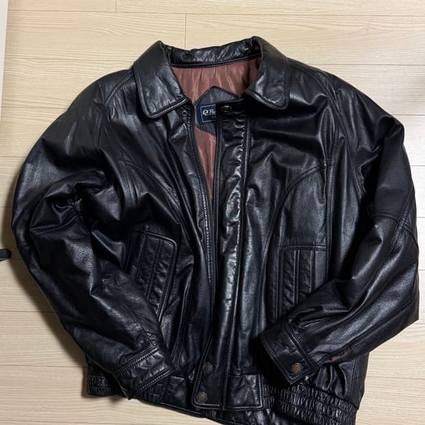 블랙 소 가죽 자켓 XL