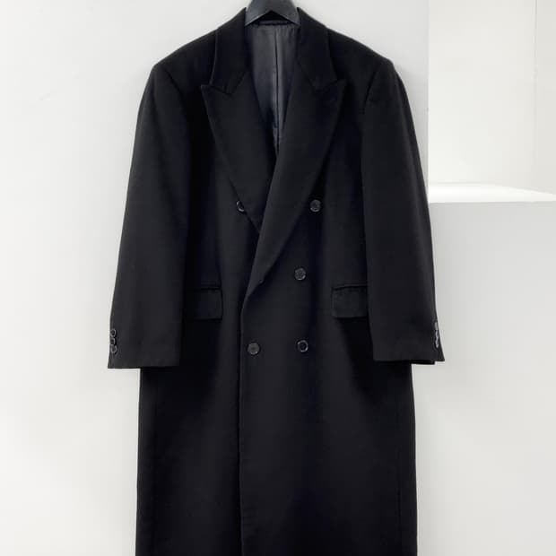 블랙 더블 캐시미어 코트